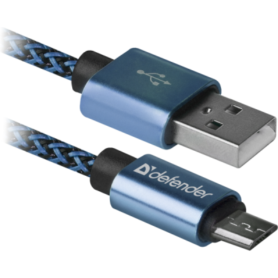 ���� ������ USB 2.0 AM to Micro 5P 1.0m USB08-03T blue Defender (87805) - �������� 1
