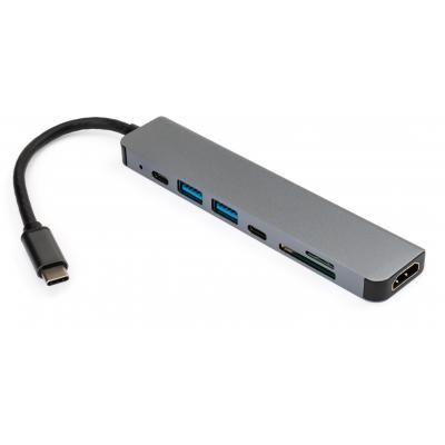  Vinga Type-C to 4K HDMI+2*USB3.0+SD+TF+PD+USB-C 3.1 Gen1 aluminium (VCPHTC7AL) -  2