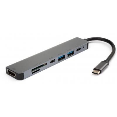  Vinga Type-C to 4K HDMI+2*USB3.0+SD+TF+PD+USB-C 3.1 Gen1 aluminium (VCPHTC7AL) -  1