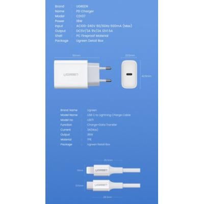   Ugreen CD137 Type-C PD 20W Charger (White) (60450) -  8