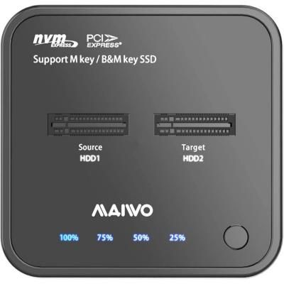 - Maiwo K3016P, Black,  2*NVMe M.2 SSD Key M/B+M  USB 3.1 Gen2 Type-C ..  -  2