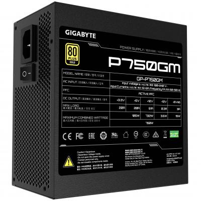 ���� ������� 750W, Gigabyte P750GM, Black, ���������, 120 �� (HYB), Active PFC, 80 Plus Gold, MB: 20+4 pin, CPU: 4+4 pin, VGA: 4 x 6+2 pin, 3xMolex / 1xFDD / 8xSATA, ������: OVP/OPP/SCP/UVP/OCP/OTP (GP-P750GM) - �������� 2