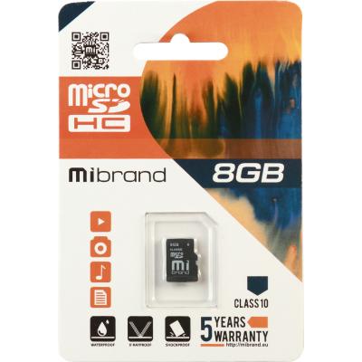   microSDHC, 8Gb, Class10, Mibrand,   (MICDHC10/8GB) -  1