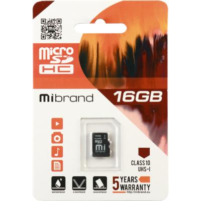   microSDHC, 16Gb, Class10, Mibrand,   (MICDHU1/16GB) -  1