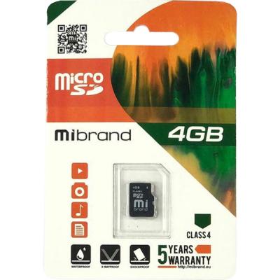   microSDHC, 4Gb, Class4, Mibrand,   (MICDC4/4GB) -  1