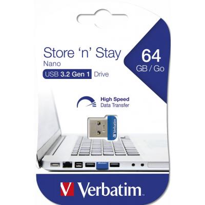 USB ���� ���������� Verbatim 64GB Store 'n' Stay NANO Blue USB 3.0 (98711) - �������� 5