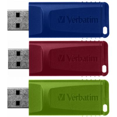 USB ���� ���������� Verbatim 3x16GB Slider Red/Blue/Green USB 2.0 (49326) - �������� 2