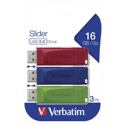 USB ���� ���������� Verbatim 3x16GB Slider Red/Blue/Green USB 2.0 (49326) - �������� 8