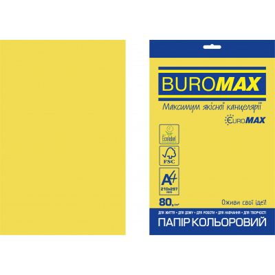 ���� Buromax �4, 80g, INTENSIVE yellow, 20sh, EUROMAX (BM.2721320E-08) - �������� 1