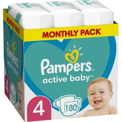 ϳ Pampers Active Baby Maxi  4 (9-14 ), 180 . (8006540032725) -  1
