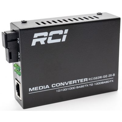  RCI 1G, 20km, SC, RJ45, Tx 1550nm standart size metal case (RCI502W-GE-20-B) -  1
