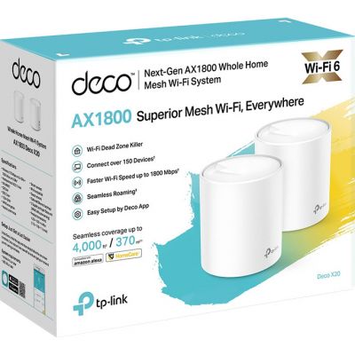   Wi-Fi TP-Link DECO X20 2PK AX1800 1xGE LAN 1xGE WAN MU-MIMO OFDMA MESH (DECO-X20-2-PACK) -  6