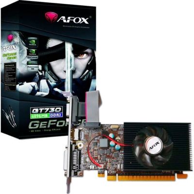  GeForce GT730, AFOX, 4Gb GDDR3, 128-bit, VGA/DVI/HDMI, 800/1600MHz, Low Profile (AF730-4096D3L6) -  1
