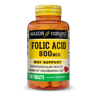 ³���� Mason Natural ��볺�� ������� 800 ���, Folic Acid, 100 �������� (MAV-06761) - �������� 1