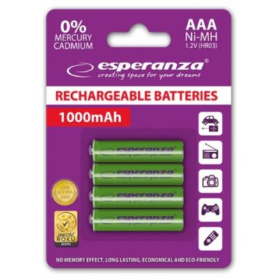  Esperanza AAA 1000mAh Ni-MH * 4 green (EZA102G) -  1
