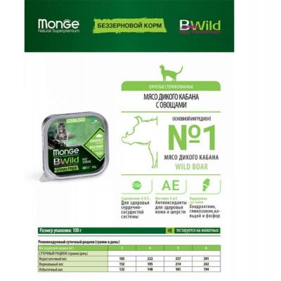 ������ ��� ���� Monge BWild Grain Free Wet Wild Boar Sterilised Cat 100 � (8009470012904) - �������� 4