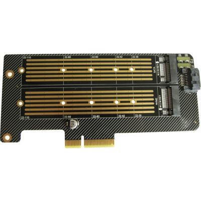  Dynamode 2 M.2 NVMe M-Key /SATA B-key SSD to PCI-E 3.0 x4/ x8/ x16, (PCI-Ex4- 2xM.2 MB-key) -  1