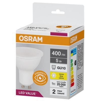 �������� Osram LED VALUE, PAR16, 5W, 3000K, GU10 (4058075689510) - �������� 1
