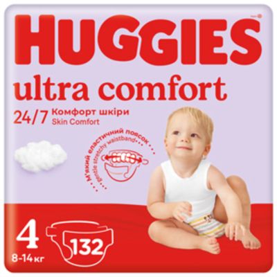 ϳ Huggies Ultra Comfort 4 (7-18 ) M-Pack 132  (5029053590523) -  1