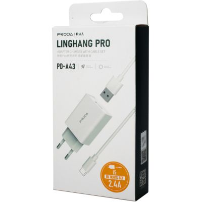 �������� ������� Proda USB 2,4A + USB Lightning cable (PD-A43i-WHT) - �������� 4