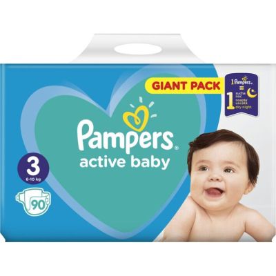 ϳ Pampers Active Baby Mid  3 (6-10 ) 90  (8001090949455) -  1