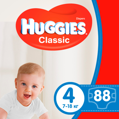 ϳ Huggies Classic 4 (7-18 ) J-Pack 88 . ( 2*44) (5029054228975) -  1