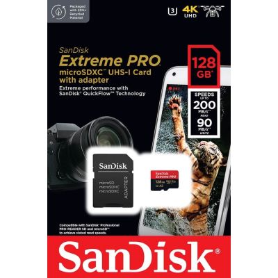 ����� ���'�� SanDisk ����� ���'�� 128GB microSDXC C10 UHS-I U3 R200/W90MB/s Extreme Pro V30 + SD SDSQXCD-128G-GN6MA - �������� 5