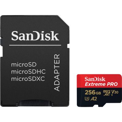   SanDisk 256 GB microSDXC UHS-I U3 Extreme Pro+SD Adapter (SDSQXCD-256G-GN6MA) -  1