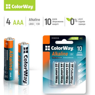 ��������� AAA (LR03), ��������, �olorWay Alkaline Power, 4 ��, 1.5V, Blister (CW-BALR03-4BL) - �������� 2