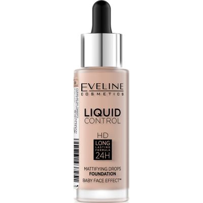   Eveline Cosmetics Liquid Control HD Mattifying Drops Foundation 020 - Rose Beige 32  (5901761937251) -  1