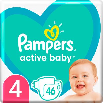 ϳ Pampers Active Baby Maxi  4 (9-14 ) 46  (8001090949097) -  1
