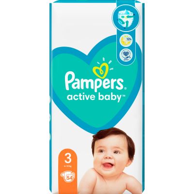 ϳ Pampers Active Baby  3 (6-10 ) 54  (8001090948977) -  2