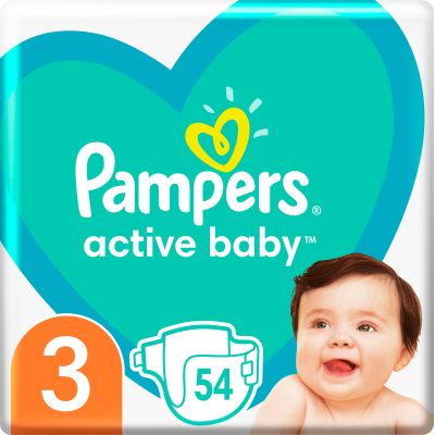 ϳ Pampers Active Baby  3 (6-10 ) 54  (8001090948977) -  1