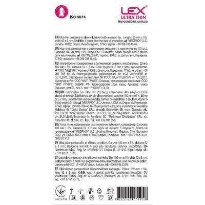 ������������ Lex Condoms Ultra Thin 12 ��. (4820144771958) - �������� 2