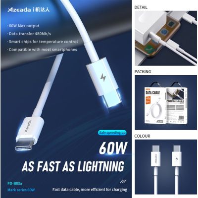  USB-C  USB-C 1.0m PD-B83a 60W Proda (PD-B83a-WHT) -  4