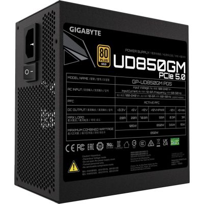 ���� �������� 850 ��, Gigabyte UD850GM PG5, Black, ���������, 80+ Gold, 120 ��, 4xMolex / 8xSATA / 4x6+2-pin / 1x16-pin / 2x4+4-pin / 1x20+4-pin, ������ OVP / OPP / SCP / UVP / OCP / OTP (GP-UD850GM PG5) - �������� 5