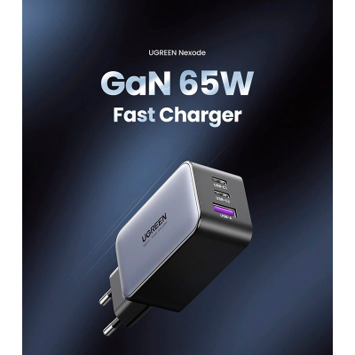  UGREEN 3xUSB 65W GaN (2USB-C+USB-A) CD244 Grey (10335) -  2