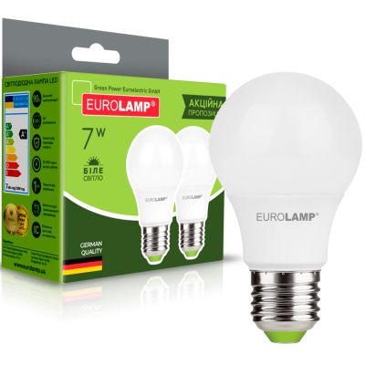  Eurolamp LED A60 7W E27 4000K 220V  1+1 (MLP-LED-A60-07274(E)) -  1