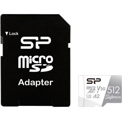   Silicon Power 512Gb microSDXC class10 UHS-I Superior Color 100R/80W+adapt (SP512GBSTXDA2V20SP) -  2