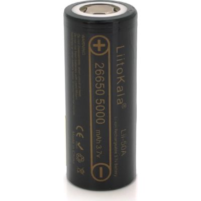 ����������� 26650 Li-Ion 5000mAh (5100-5500mAh) 25A, 3.7V (2.5-4.2V), Black, 2�� � ��., ���� �� 1�� Liitokala (Lii-50A / 23383) - �������� 1
