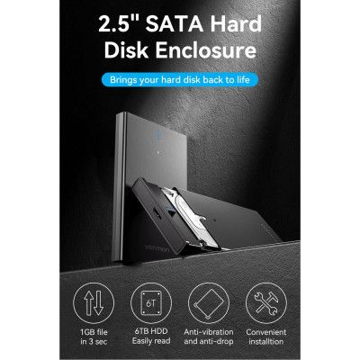 ������ �������� Vention 2.5" HDD/SSD USB 3.0 Micro-B Black (KPAB0) - �������� 2