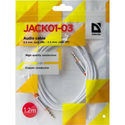 ������ �������������� AUX Audio 3.5mm M/M 1.2m JACK01-03 white Defender (87513) - �������� 3