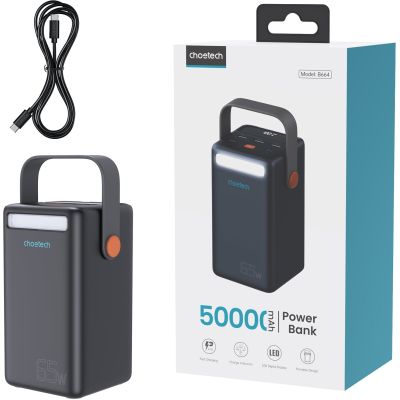 ������� ������������� Choetech 50000mAh, PD/3.0/65W, QC/3.0/18W, USB-C, 3*USB-A, mirco USB, LED Light (B664-CCBE) - �������� 3