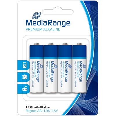  Mediarange AA LR6 1.5V Premium Alkaline Batteries, Mignon, Pack 4 (MRBAT104) -  1