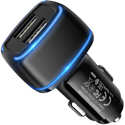   BOROFONE BZ14 Max dual port ambient light car charger USB-A Black (BZ14B) -  3
