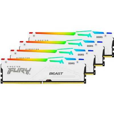     DDR5 128GB (4x32GB) 5600 MHz FURY Beast RGB White Kingston Fury (ex.HyperX) (KF556C40BWAK4-128) -  3