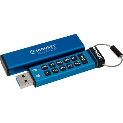 USB ���� ���������� Kingston 128GB IronKey Keypad 200 AES-256 Encrypted Blue USB 3.2 (IKKP200/128GB) - �������� 1