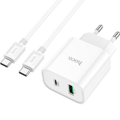 �������� ���������� HOCO C80A Plus Rapido PD20W+QC3.0 charger set(C to C) White (6931474779908) - �������� 1