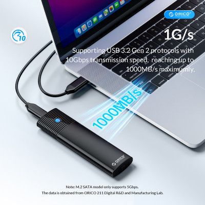 ������ ������� Orico USB3.2 Gen2 USB-C M.2 NVMe/NGFF(SATA) Dual Protocol SSD (HC380503) - �������� 3