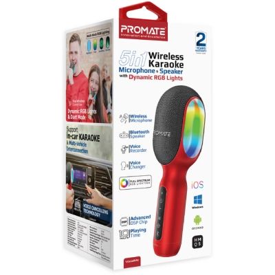 �������� Promate VocalMic Bluetooth 2 x AUX LED Red (vocalmic.red) - �������� 2